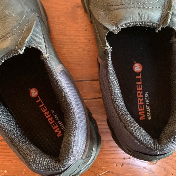 Merrell Men’s Moab Adventure Moc Shoes Black Slip-on Vibram Outsoles Size 8